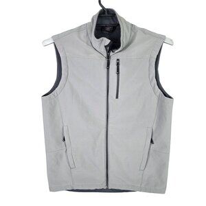 Mens Solaris Gray Soft Shell Vest Jacket Full Zip Polyester Stretch Size M